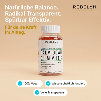 Calm Down - Premium Ashwagandha Gummies 300 + Vitamin B6,- 60 Stk