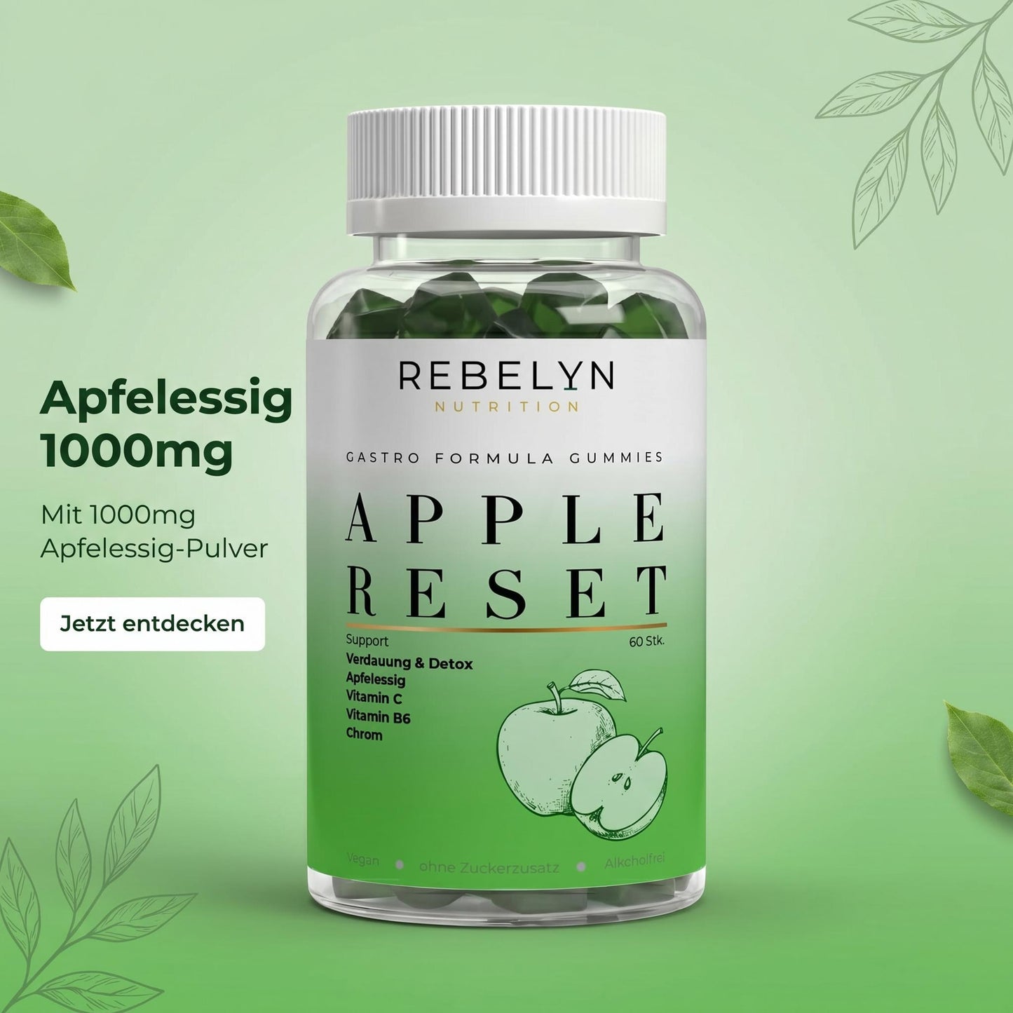 Appelazijn + C + B6 + Chroom Gummies - 60 st.